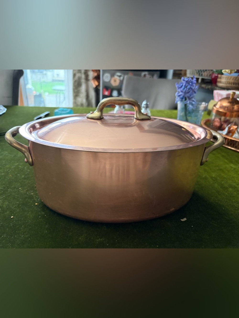 Vintage French copper casserole or Dutch  oven